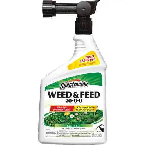 Weed and Feed Killer, 32 fl-oz, Liquid, 20-0-0 N-P-K Ratio Black/Brown