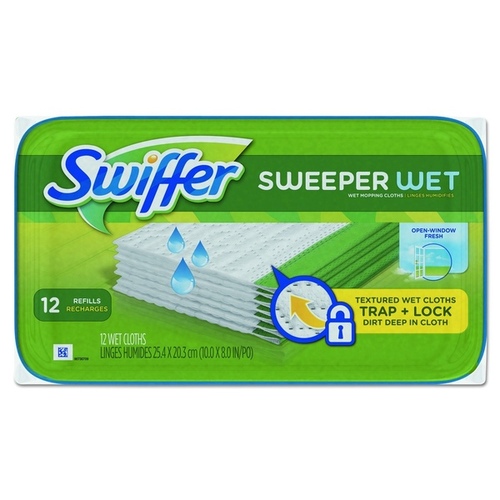 SWIFFER 003700095531 Sweeper Wet Mop Pad Refills with Open Window Fresh Scent White - pack of 12