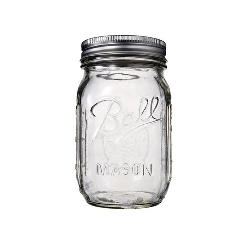 Ball 61000-XCP12 Canning Jar, 16 oz Capacity, Glass, Silver Cap/Lid