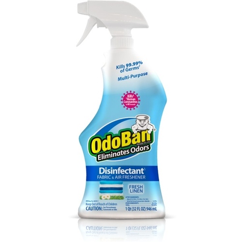 OdoBan 910701-Q6 Air Freshener Disinfectant, 32 oz Spray Bottle, Liquid, Fresh Linen, Clear