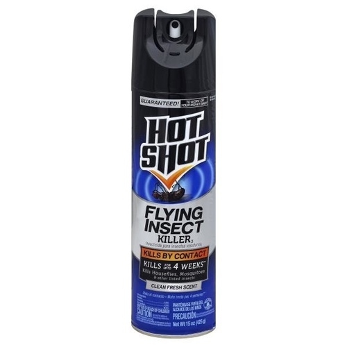 HOT SHOT HG-96310-1 Flying Insect Killer, Liquid, Spray Application, 15 oz Can Opaque White/Pale Yellow