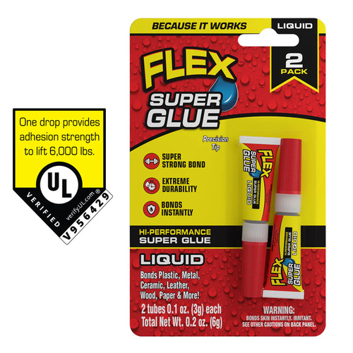 Flex Seal SGLIQ2X3 Flex Super Glue Liquid - - 3 grams each/6 grams total pack of 2 Clear