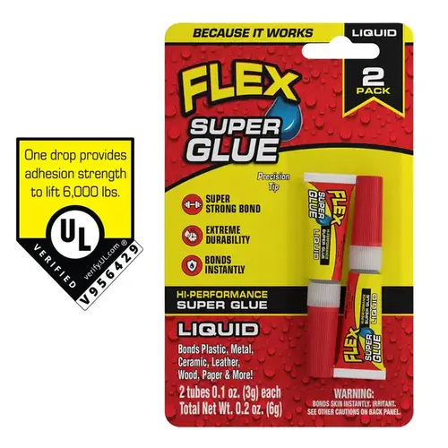 Flex Super Glue Liquid - - 3 grams each/6 grams total pack of 2 Clear