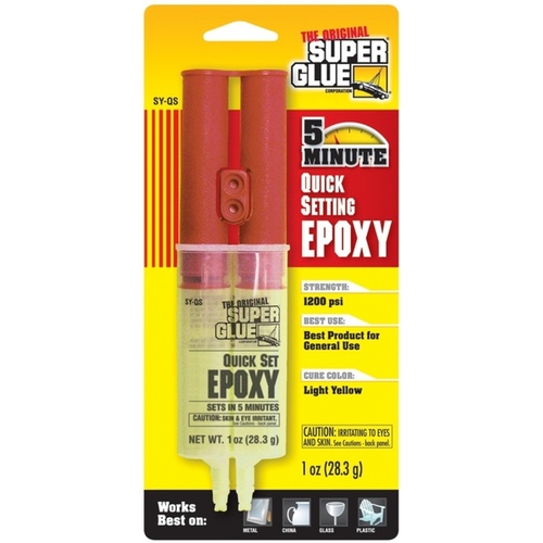 The Original Super Glue 11710366 SY-QS Epoxy Adhesive, Light Yellow, Liquid, 1 oz, Syringe