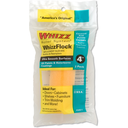 Whizz 34011 Paint Roller Cover, 4 in L, Flock Cover Yellow