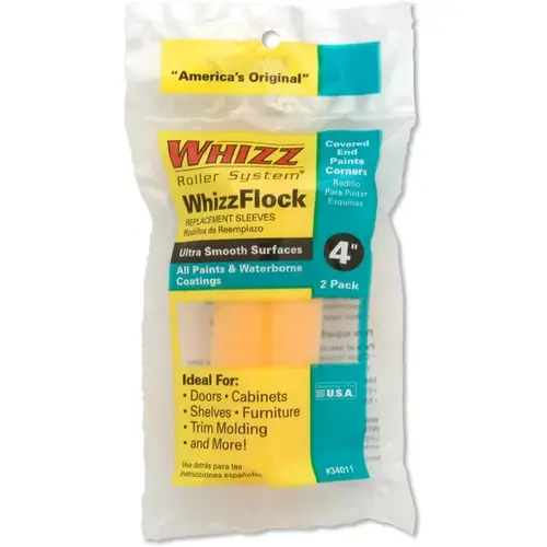 Whizz 34011 Paint Roller Cover, 4 in L, Flock Cover Yellow