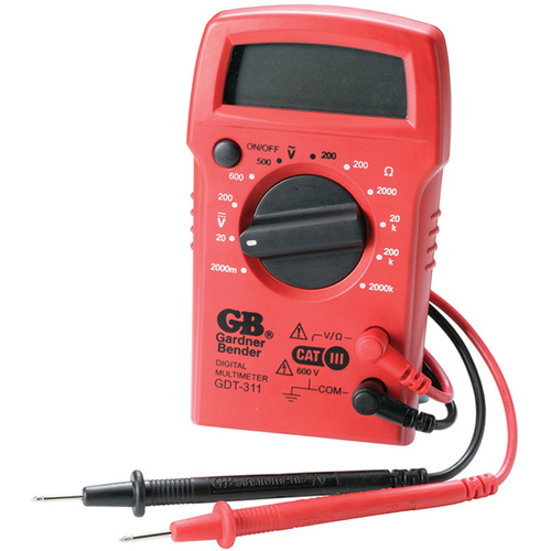 GB GDT-311 Multimeter, 500 VAC, 600 VDC, 2 MOhm, Digital, LCD Display, Functions: AC Voltage, DC Voltage, Resistance Red