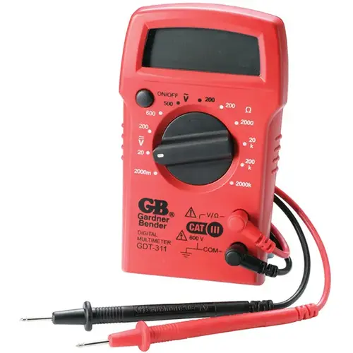 GB GDT-311 Multimeter, 500 VAC, 600 VDC, 2 MOhm, Digital, LCD Display, Functions: AC Voltage, DC Voltage, Resistance Red