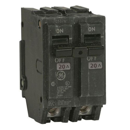 General Electric THQL2120 Feeder Circuit Breaker, Type THQL, 20 A, 2 -Pole, 120/240 V, Plug Mounting Black