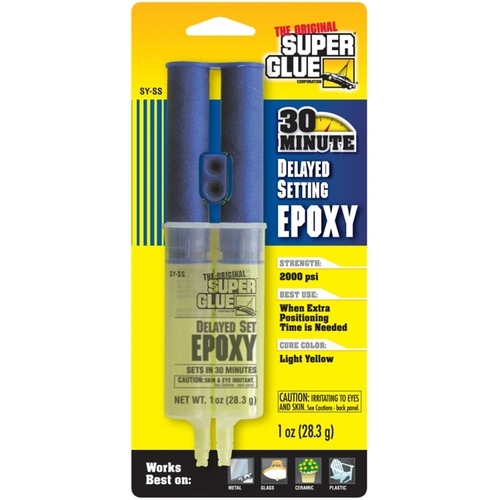 The Original Super Glue 11710369 SY-SS Epoxy Adhesive, Light Yellow, Liquid, 1 oz, Syringe