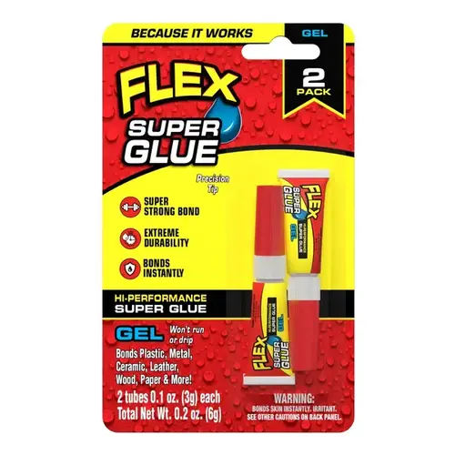 Flex Seal SGGEL2X3 Flex Super Glue Gel - - 3 grams each/6 grams total pack of 2 Clear