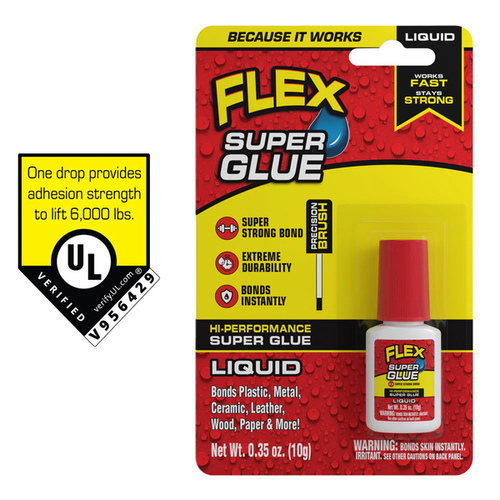 Flex Seal SGLIQ10BT Super Glue Brush On Flex Super Glue High Strength 10 gm Clear