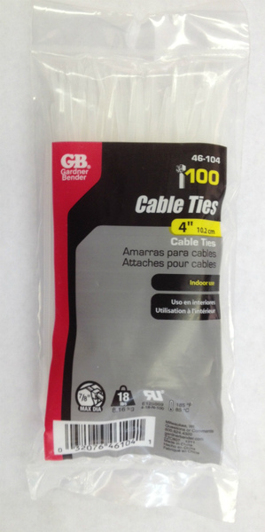 GB 46-104 Cable Tie, 6/6 Nylon, Natural - pack of 100