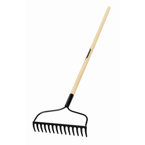 Bow Rake, 13.5 in W Head, 14 -Tine, Steel Tine, 48 in L Handle Black