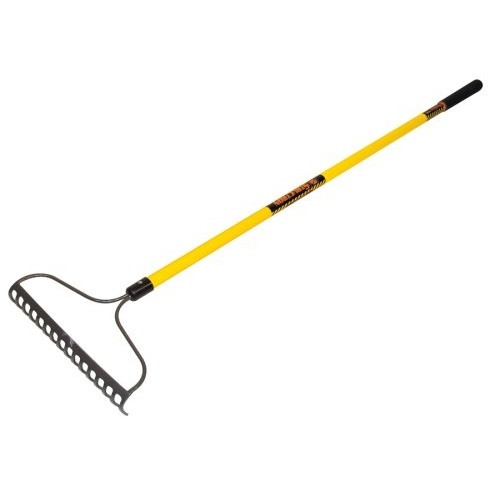 Structron BR16 S800 SuperDuty Series Bow Rake, 3 in L Head, 16 in W Head, 16 -Tine, Steel Tine, Steel Head Yellow