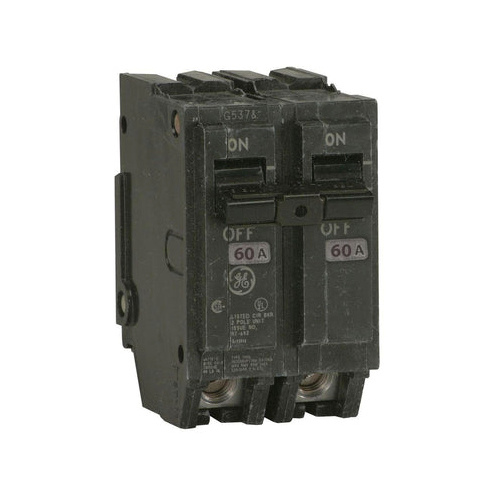 General Electric THQL2160 Feeder Circuit Breaker, Type THQL, 60 A, 2 -Pole, 120/240 V, Plug Mounting Black