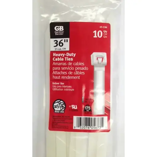 Cable Ties Heavy Duty 36" - White pack of 10 Natural