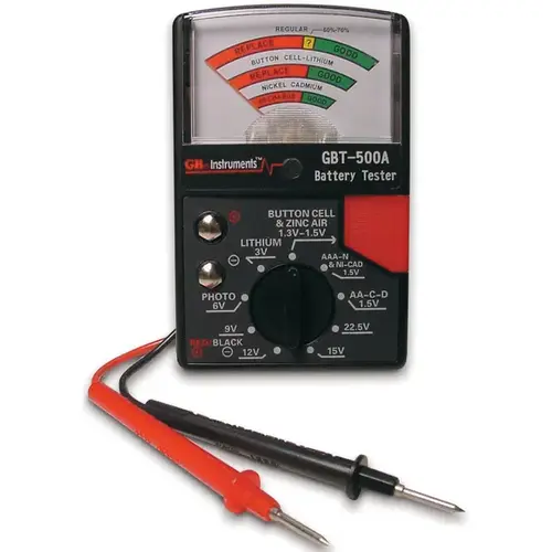 Battery Tester 1.5 to 22.5 V Analog Black/Red