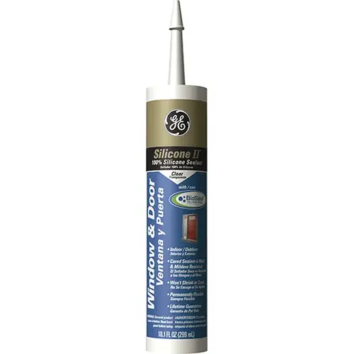 Silicone II 5000 Window and Door Caulk, Clear, -55 to 400 deg F, 10.1 oz Cartrid - pack of 12