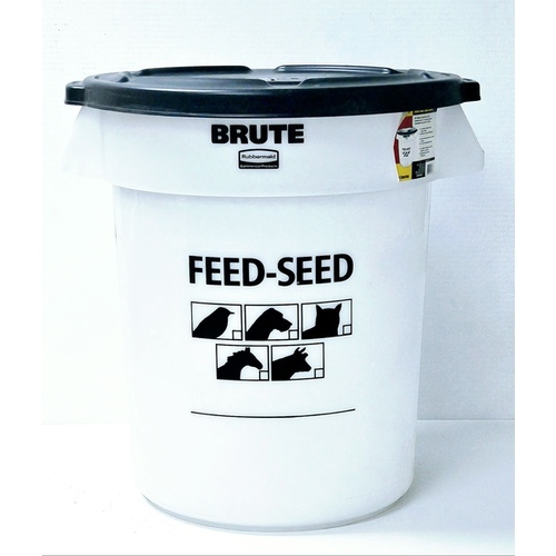 Brute Feed-Seed Container with Lid, Plastic, White