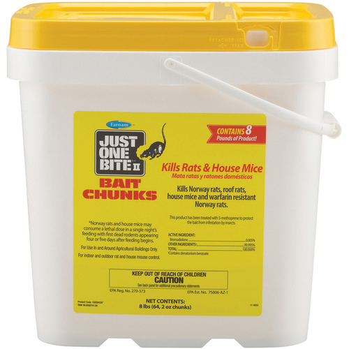 Starbar 100504297 Just One Bite Mouse and Rat Killer, Solid, 2 oz Pail Brown/Yellow