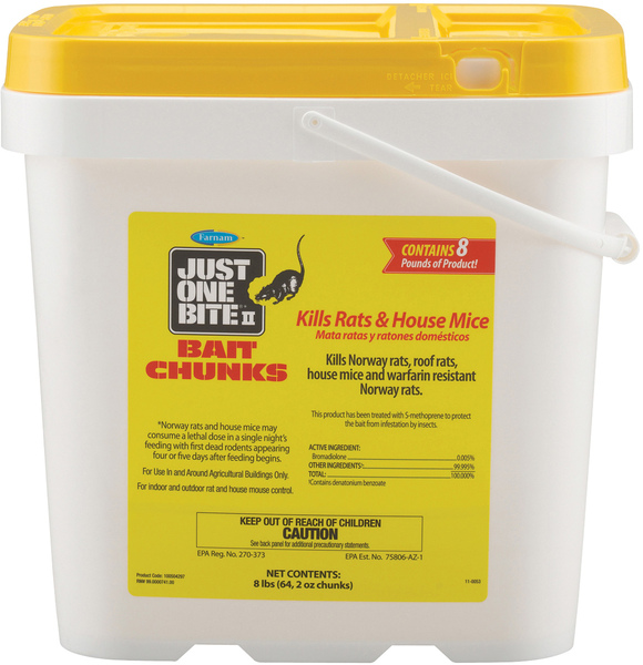 Starbar 100504297 Just One Bite Mouse and Rat Killer, Solid, 2 oz Pail Brown/Yellow