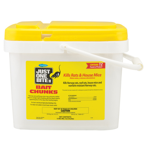 Just One Bite Mouse and Rat Killer, Solid, 12 lb Pail Brown/Yellow