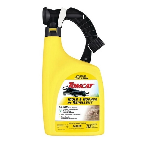 Tomcat 0348206 Mole and Gopher Repellent, Ready-To-Spray, Repels: Armadillos, Burrowing Pests, Gophers, Moles, Voles Yellow