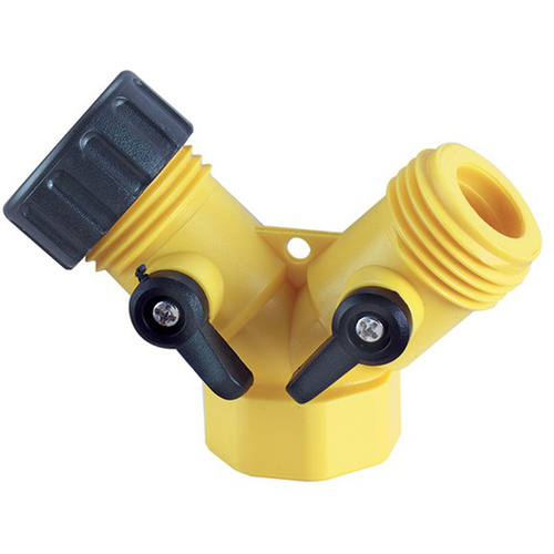 Y-Hose Connector with Shut Offs Plastic