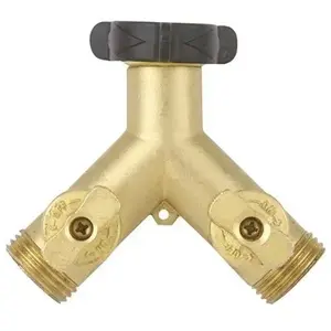 Gilmour 3/4 in. Brass Threaded Male Y-Hose Connector with Shut Offs Gilmour 3/4 in. Brass Threaded Male Y-Hose Connector with Shut Offs