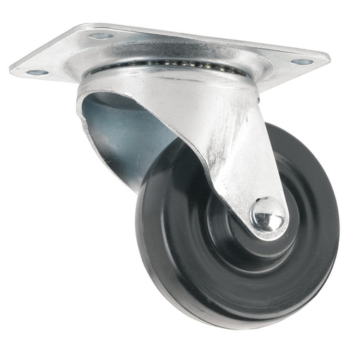 Caster 4" D Swivel Rubber 300 lb Black/Silver