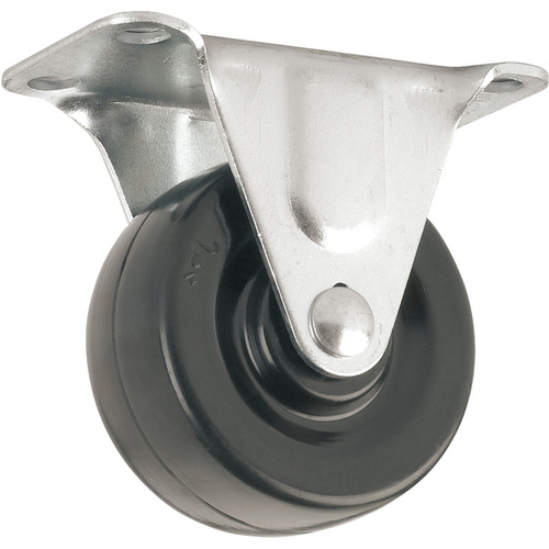 Rigid Caster 2" D No Rubber 125 lb Black/Silver