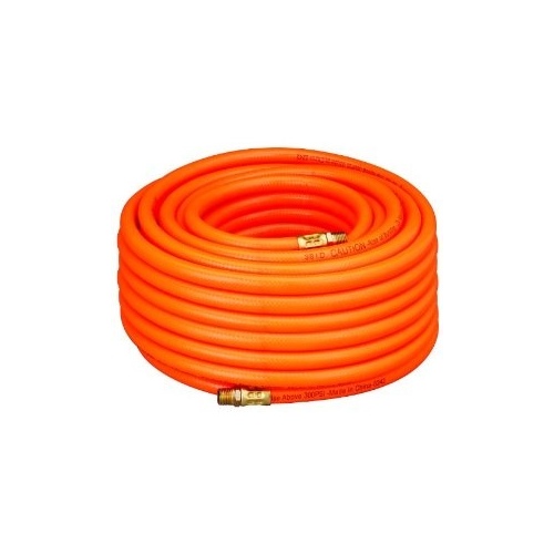 Air Hose, 3/8 in OD, 100 ft L, MNPT, 300 psi Pressure, PVC, Orange