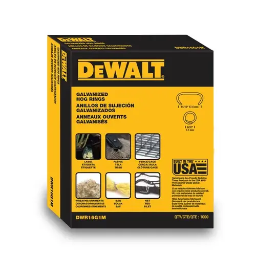 DEWALT DWR16G1M Galvanized Steel Hog Ring (1000-Pack) Gray