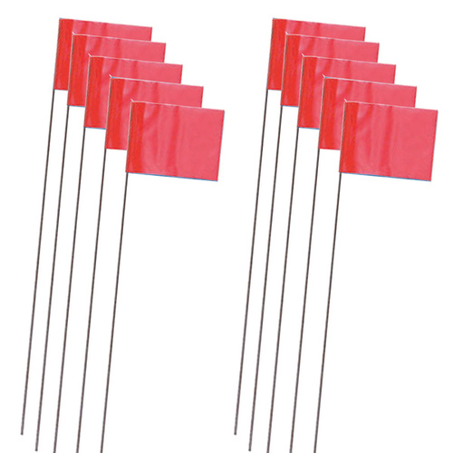 C.H Hanson 15065 Fluorescent Marking Stake Flags, Red, 2.5 x 3.5 In. Flag, 15 In. Stake  pack of 10