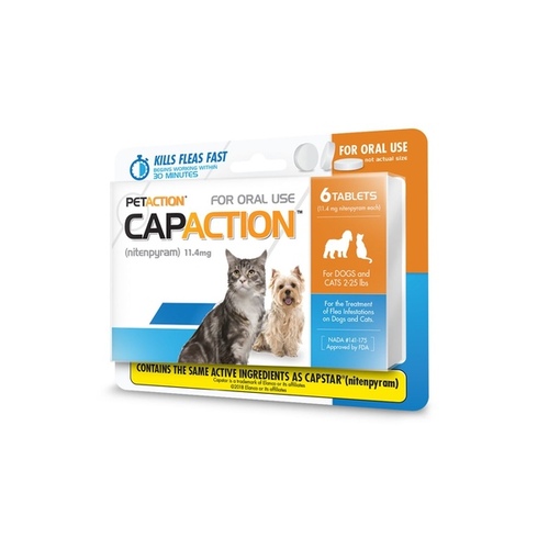 CapAction Fast-Acting Oral Flea Treatment for Cats 2-25 lbs, 6 Does, 11.4 mg