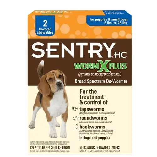 SENTRY 03975 Sentry HC WormX Plus for Dogs under 25-lbs 2-Tablets