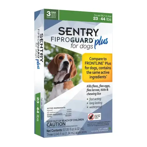 SENTRY 3424/3161 Fiproguard Plus 03161 Flea and Tick Squeeze-On, Liquid, Pleasant, 3 Count Pale Yellow