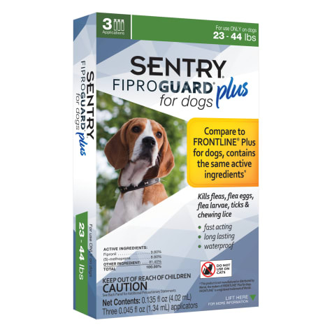 SENTRY 3424/3161 Fiproguard Plus 03161 Flea and Tick Squeeze-On, Liquid, Pleasant, 3 Count Pale Yellow