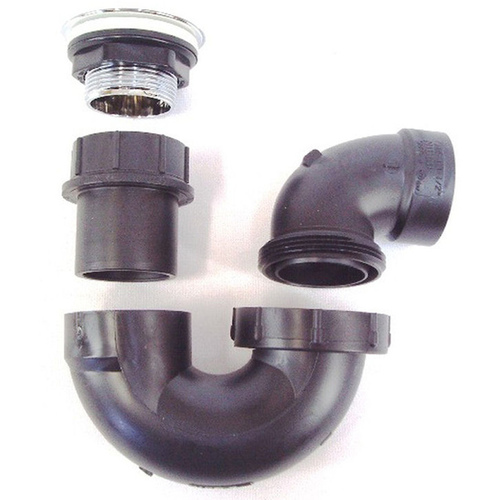 US Hardware P-118C USH Tub Drain P-Trap Kit w/ Popup Stopper Black