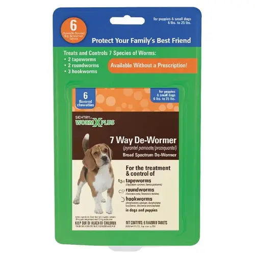 SENTRY 03977 Sentry HC WormX Plus for Dogs under 25-lbs 6-Tablets