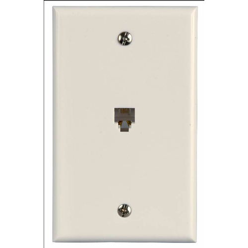 Zenith TW1001SW Telephone Wallplate, 4-1/2 in L, 2-3/4 in W, 1 -Gang, White