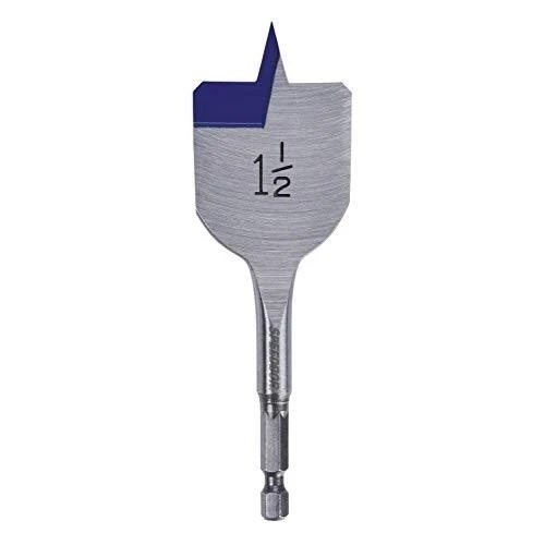 Irwin 87924 Spade Drill Bit, 1-1/2 in Dia, 4 in OAL, Flat Flute, 1/4 in Dia Shank, Hex Shank Bright