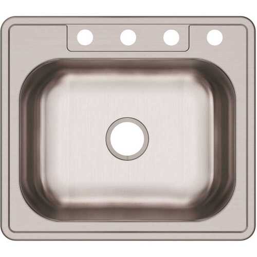 Dayton Drop-In Stainless Steel 25 in. 4-Hole Single Bowl Kitchen Sink with 6 in. Bowl