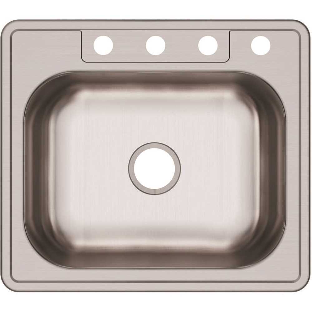 Elkay K125224 Dayton Drop-In Stainless Steel 25 in. 4-Hole Single Bowl Kitchen Sink with 6 in. Bowl