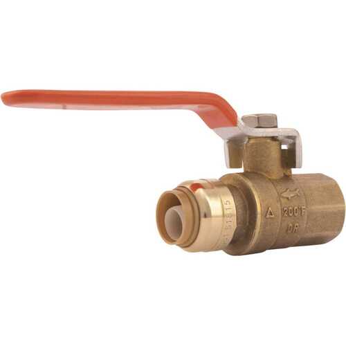 SharkBite 22182-0000LF Ball Valve, 1/2 in Connection, SB x FNPT, 200 psi Pressure, Brass Body Chrome