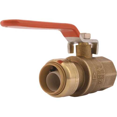 SharkBite 22186-0000LF Ball Valve, 3/4 in Connection, SB x FNPT, 200 psi Pressure, Brass Body Chrome