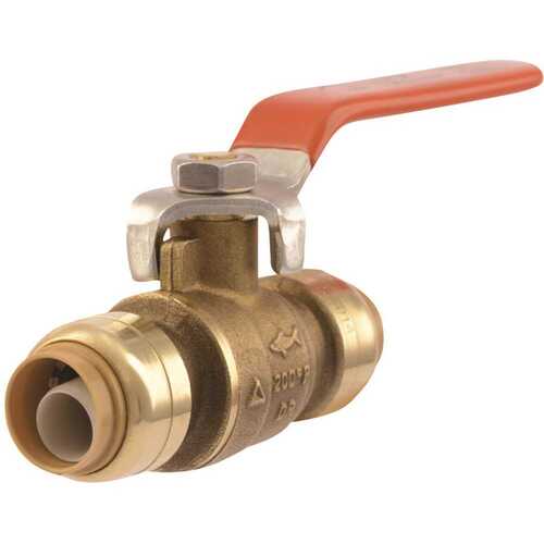 SharkBite 22222-0000LF Ball Valve, 1/2 in Connection, Push, 200 psi Pressure, Lever Actuator, Brass Body Chrome