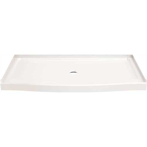 Curved Alcove Shower Base With Center Drain 60 X 32"