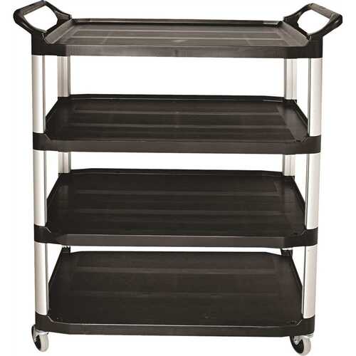 Open Sided 4 Shelf Cart - Black